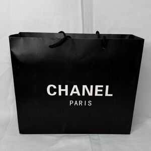 CHANEL Black with White Logo DECOR Purse Box & Shopping Bag